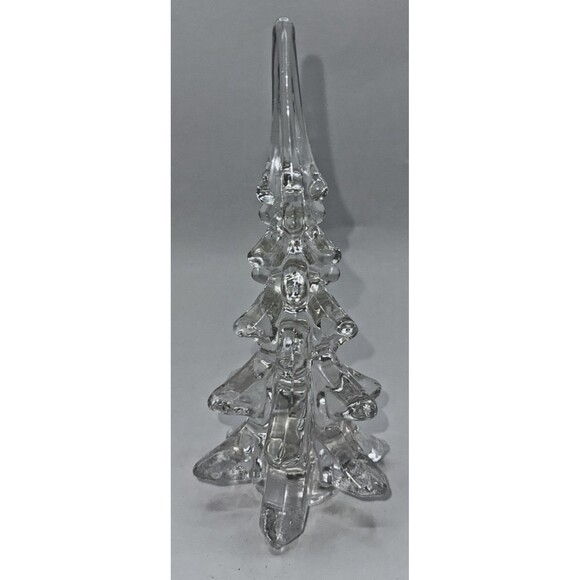 Vintage Handmade Lead Crystal Glass Christmas Tree Clear 8 1/2” Taiwan - Picture 1 of 10